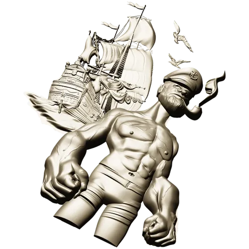 Captain Brine - nautical 3D STL model for CNC milling