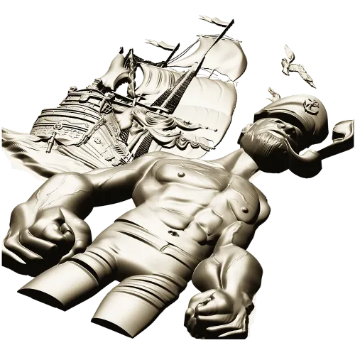 Captain Brine - nautical 3D STL model for CNC milling