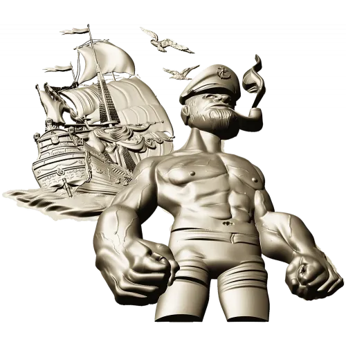 Captain Brine - nautical 3D STL model for CNC milling