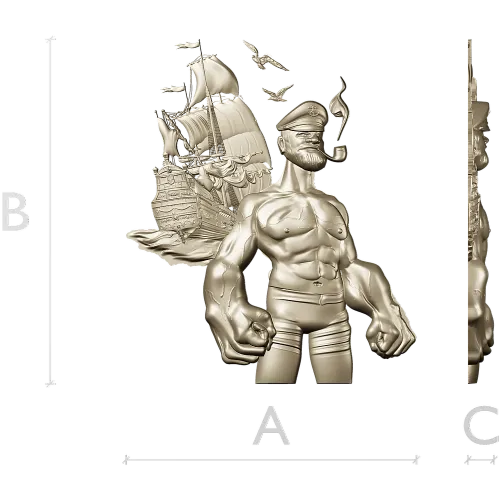 Captain Brine - nautical 3D STL model for CNC milling