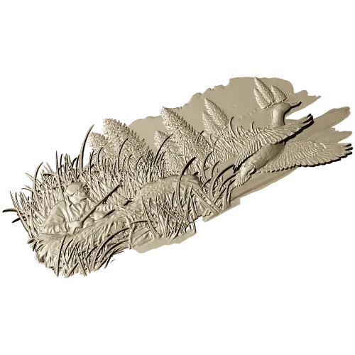 Marsh Ambush - CNC-ready high-relief hunting scene STL