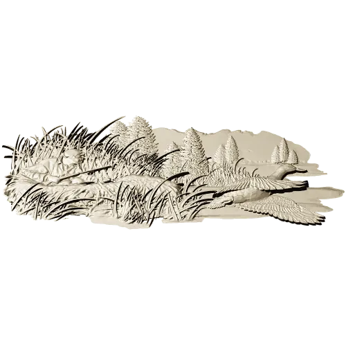 Marsh Ambush - CNC-ready high-relief hunting scene STL