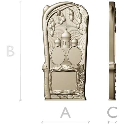 Tomb Plaque with Church Domes - STL 3D Model for CNC