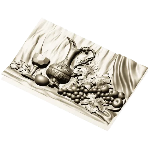 Still life ewer and grapes - STL relief for CNC
