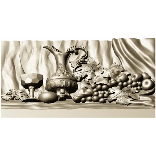 Still life ewer and grapes - STL relief for CNC