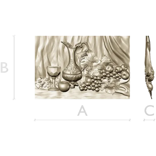 Still life ewer and grapes - STL relief for CNC