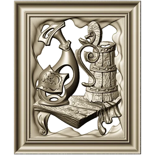Antique Ewer and Cask Relief - STL 3D Model for CNC