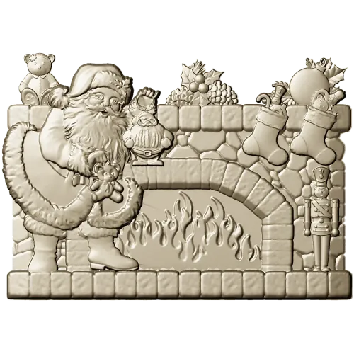 Yuletide Fireplace Relief - STL 3D model for CNC carving