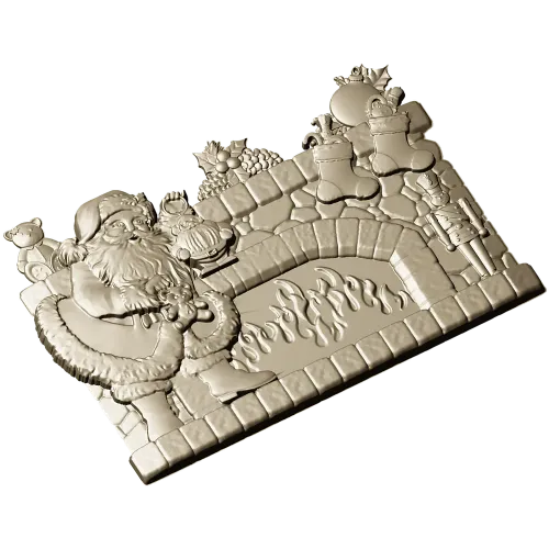 Yuletide Fireplace Relief - STL 3D model for CNC carving