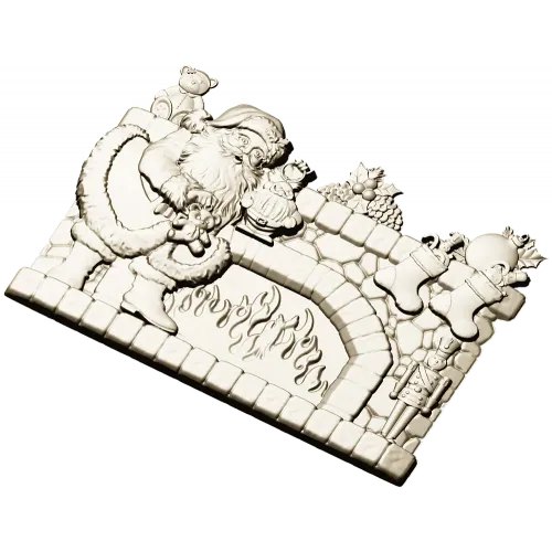 Yuletide Fireplace Relief - STL 3D model for CNC carving