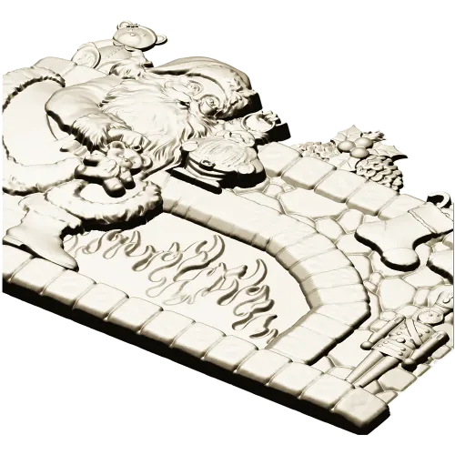 Yuletide Fireplace Relief - STL 3D model for CNC carving