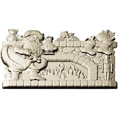 Yuletide Fireplace Relief - STL 3D model for CNC carving