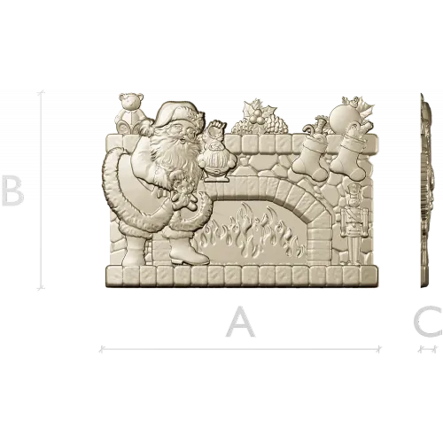 Yuletide Fireplace Relief - STL 3D model for CNC carving