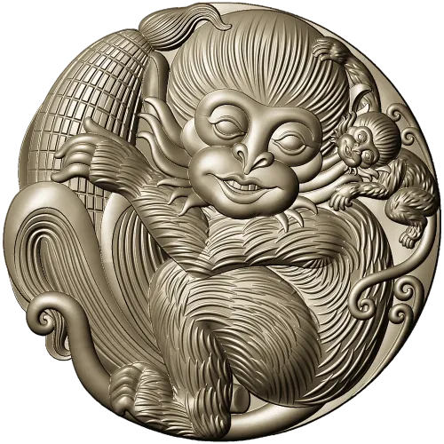 Playful Monkey Round Relief - STL 3D model for CNC