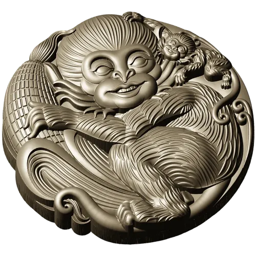 Playful Monkey Round Relief - STL 3D model for CNC