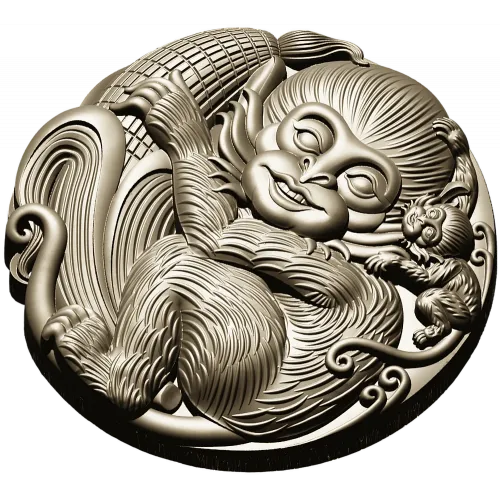 Playful Monkey Round Relief - STL 3D model for CNC
