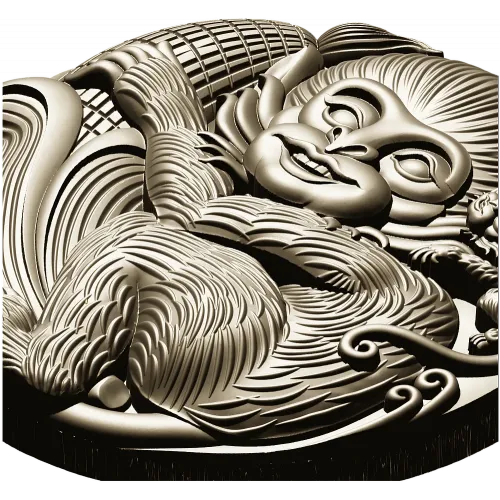 Playful Monkey Round Relief - STL 3D model for CNC