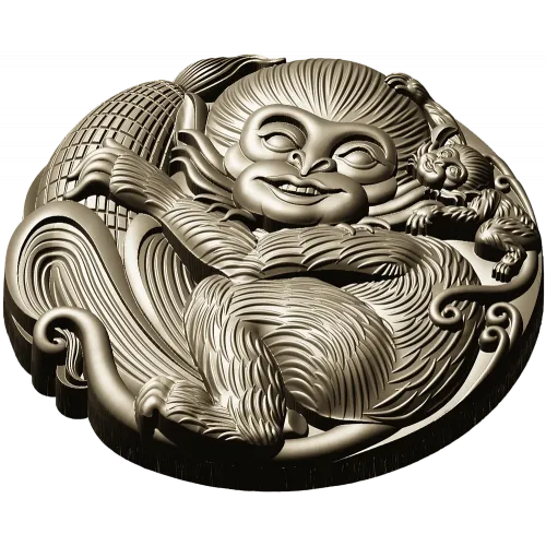 Playful Monkey Round Relief - STL 3D model for CNC