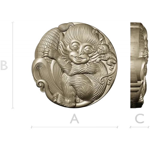 Playful Monkey Round Relief - STL 3D model for CNC