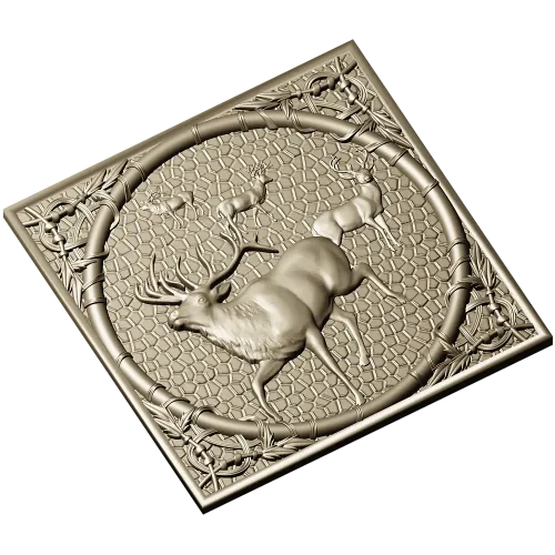 Медальон с лесным оленем - 3D модель STL для ЧПУ
