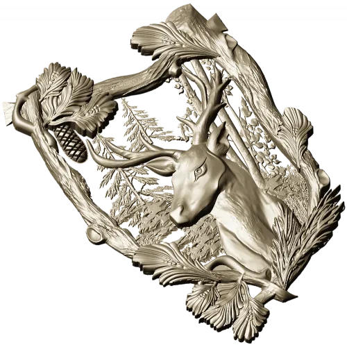 Forest Stag Emblem - detailed STL 3D model for CNC