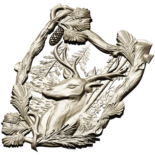 Forest Stag Emblem - detailed STL 3D model for CNC