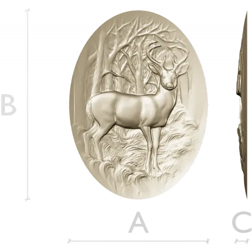 Oval Stag Relief - STL 3D Model for CNC Milling