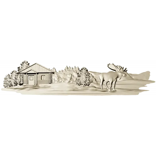 Лесная хижина с лосём - рельефная 3D модель STL для ЧПУ