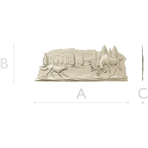 Панель "Встреча в тайге" - рельефная 3D модель STL для ЧПУ