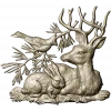 Forest Harmony - Deer, Rabbit & Bird Relief STL 3D Model for CNC