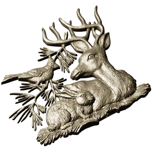 Forest Harmony - Deer, Rabbit & Bird Relief STL 3D Model for CNC