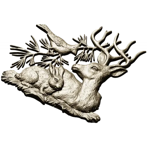 Forest Harmony - Deer, Rabbit & Bird Relief STL 3D Model for CNC