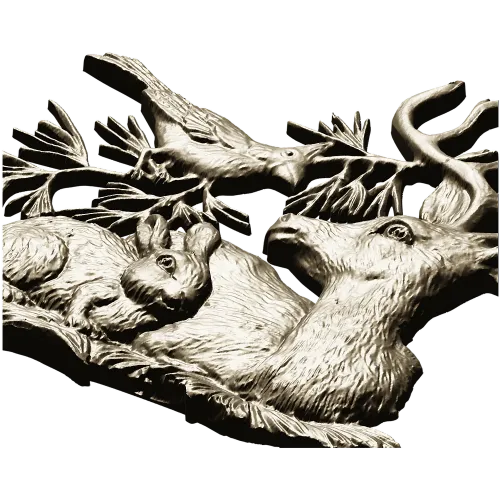 Forest Harmony - Deer, Rabbit & Bird Relief STL 3D Model for CNC