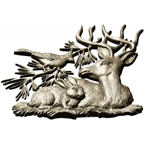 Forest Harmony - Deer, Rabbit & Bird Relief STL 3D Model for CNC