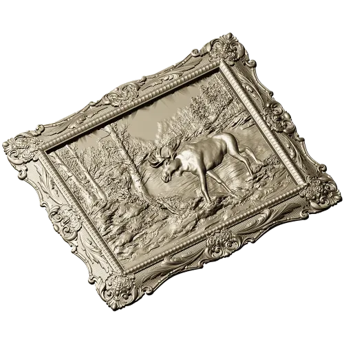 Framed Moose Relief - STL 3D Model for CNC Carving