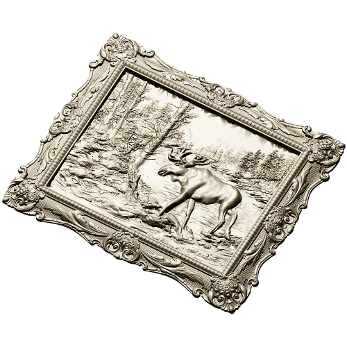 Framed Moose Relief - STL 3D Model for CNC Carving
