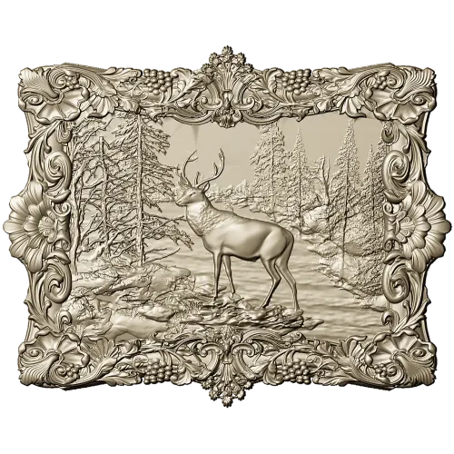 Forest Stag Relief - high-relief STL 3D model for CNC