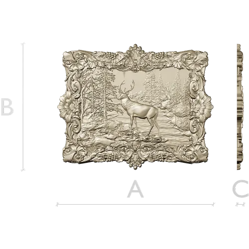 Forest Stag Relief - high-relief STL 3D model for CNC