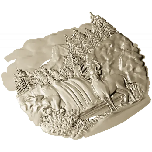 Олень у водопада - 3D модель STL для ЧПУ