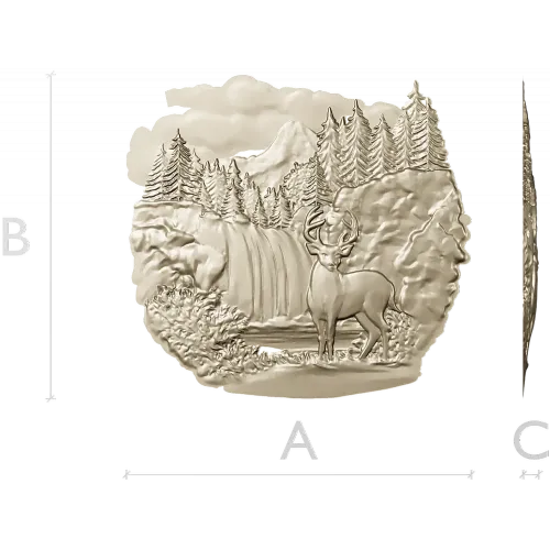 Олень у водопада - 3D модель STL для ЧПУ