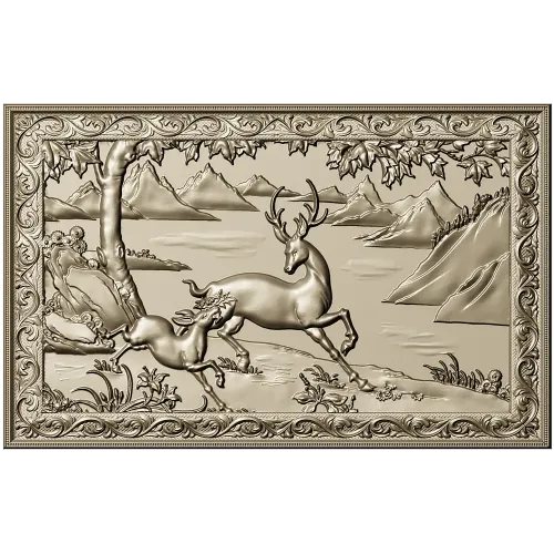 Stag and Fawn Relief Panel STL