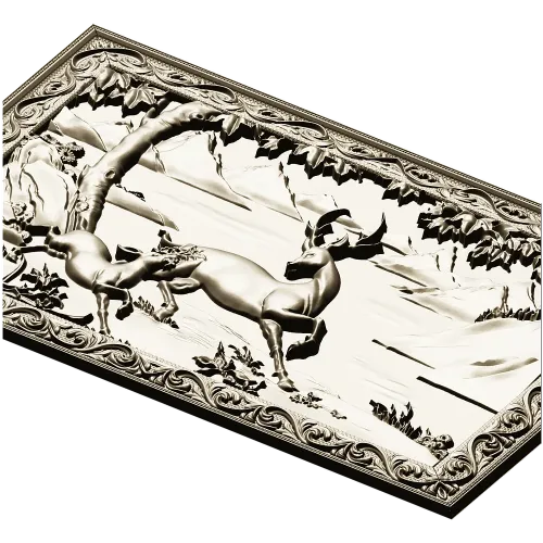 Stag and Fawn Relief Panel STL