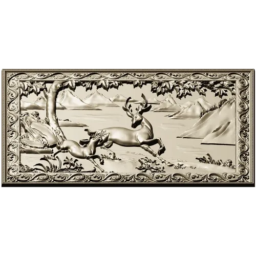 Stag and Fawn Relief Panel STL
