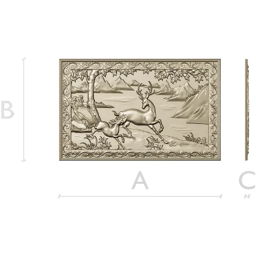 Stag and Fawn Relief Panel STL
