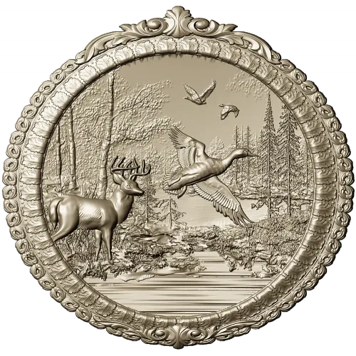 Forest Harmony Medallion - round high-relief STL for CNC
