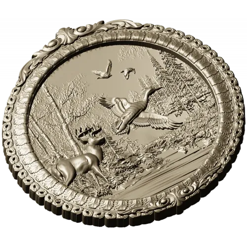 Forest Harmony Medallion - round high-relief STL for CNC