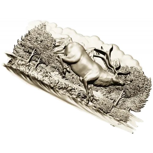 Олень в прыжке - рельефная 3D модель STL для ЧПУ