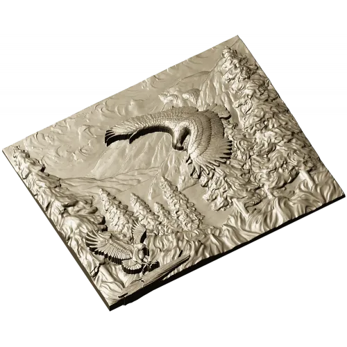 Полёт орлов в горах - рельефная 3D модель STL для ЧПУ