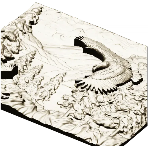Полёт орлов в горах - рельефная 3D модель STL для ЧПУ