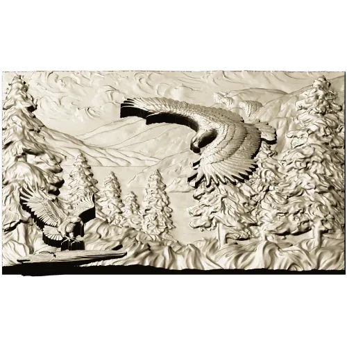Полёт орлов в горах - рельефная 3D модель STL для ЧПУ